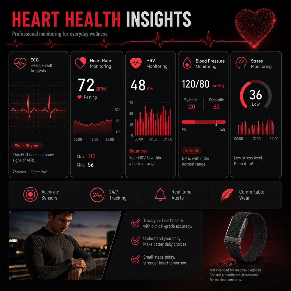 سوار صحي ذكي لمراقبة تخطيط الق - مراجعة Health Wellness Bracelet وسعره